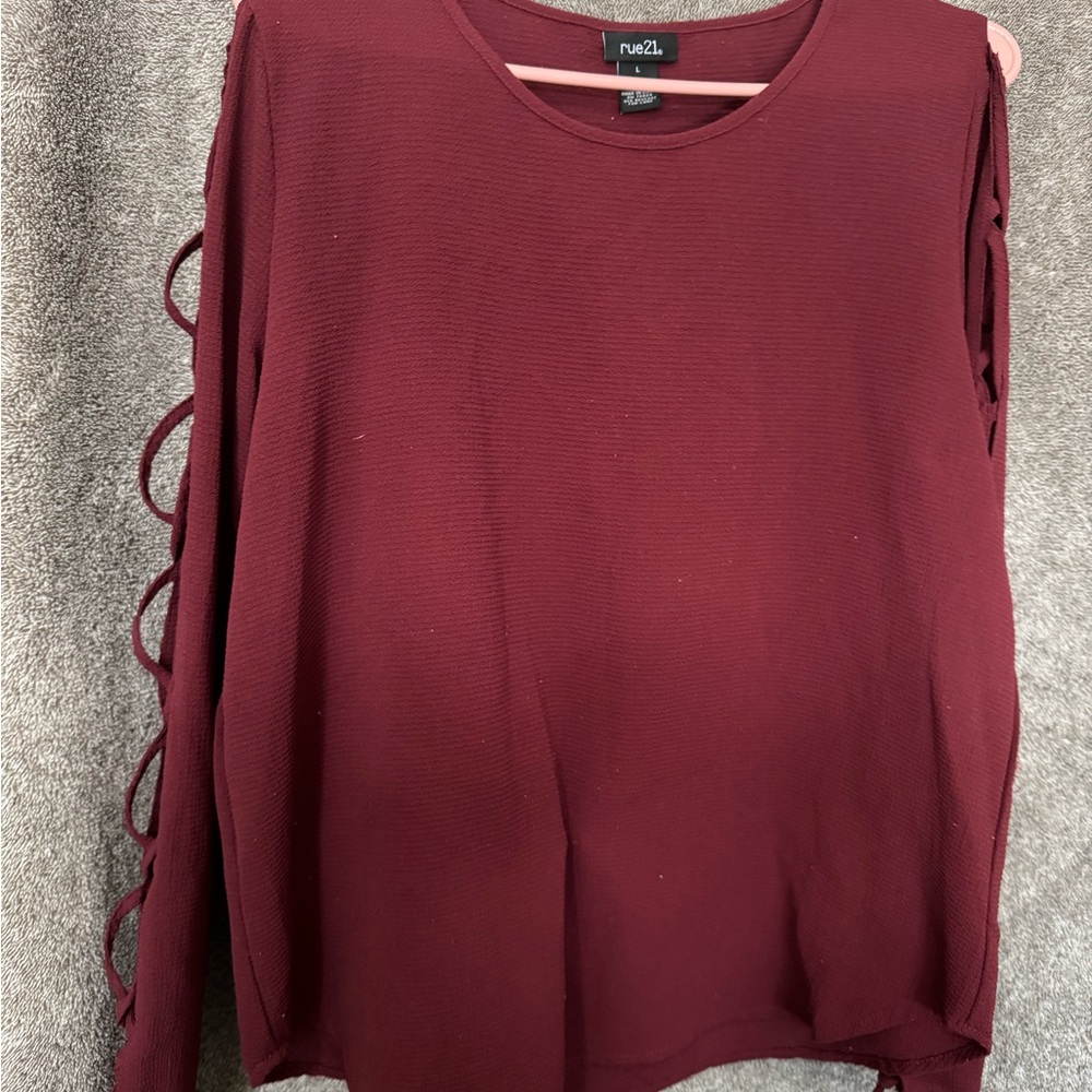 Rue21 Red Cut Out Sleeve Blouse